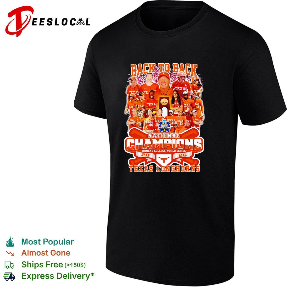 Texas Longhorns Back to Back National Champions Womens College World Series shirt