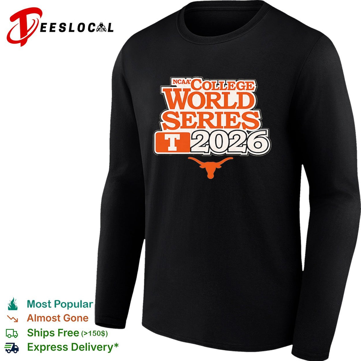 Texas Longhorns NCAA College World Series 2026 logo shirt