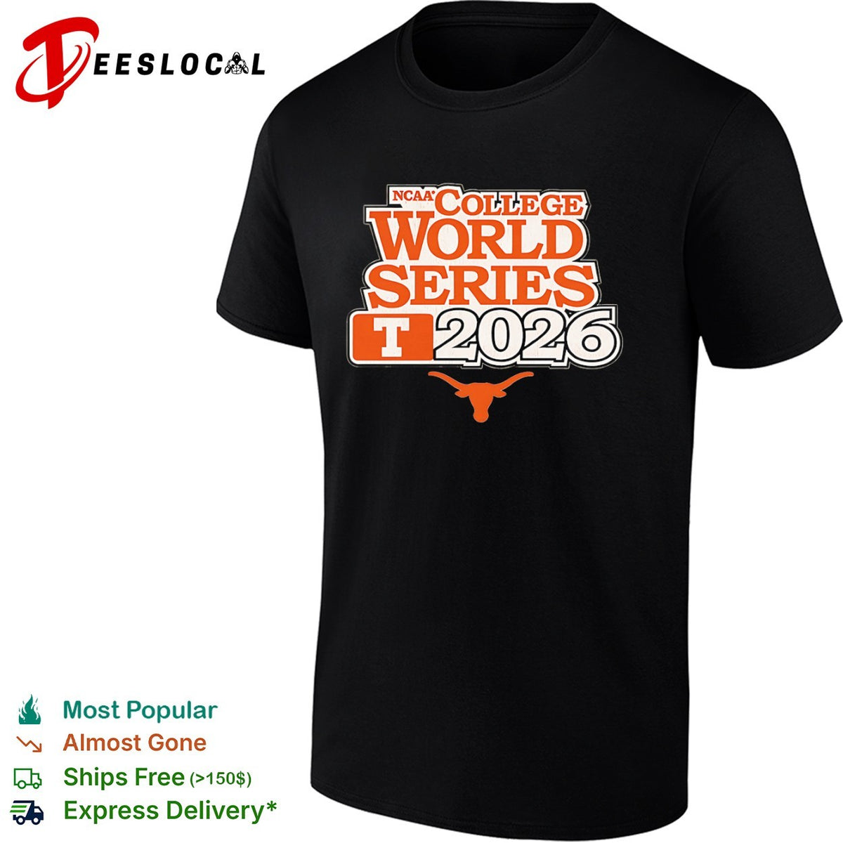 Texas Longhorns NCAA College World Series 2026 logo shirt