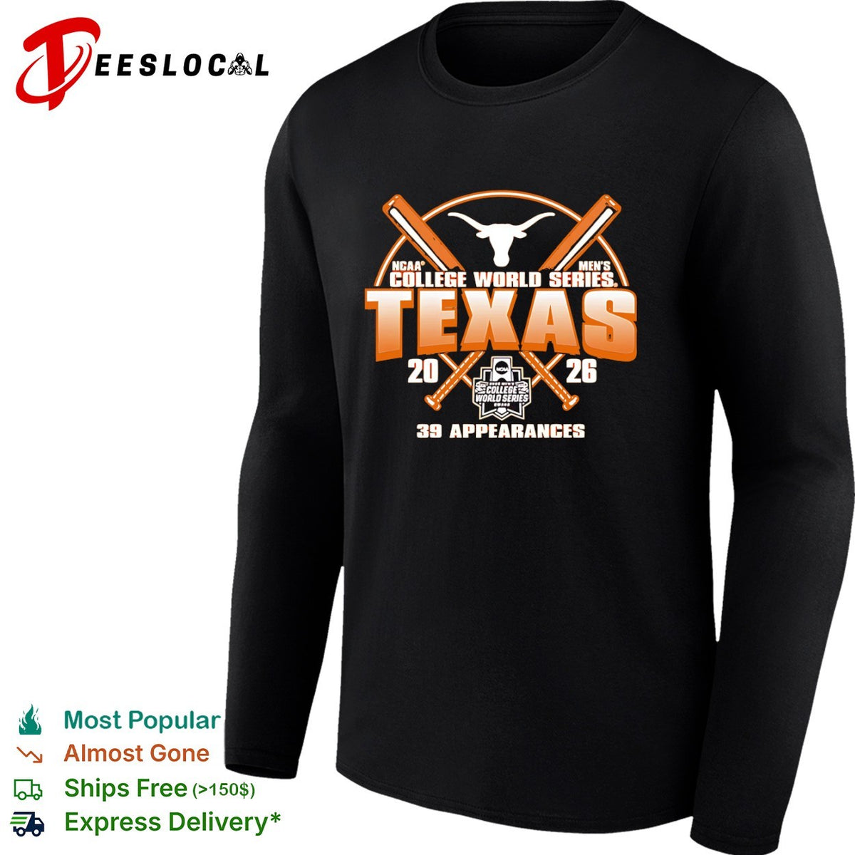 Texas Longhorns NCAA College World Series 39 2026 shirt