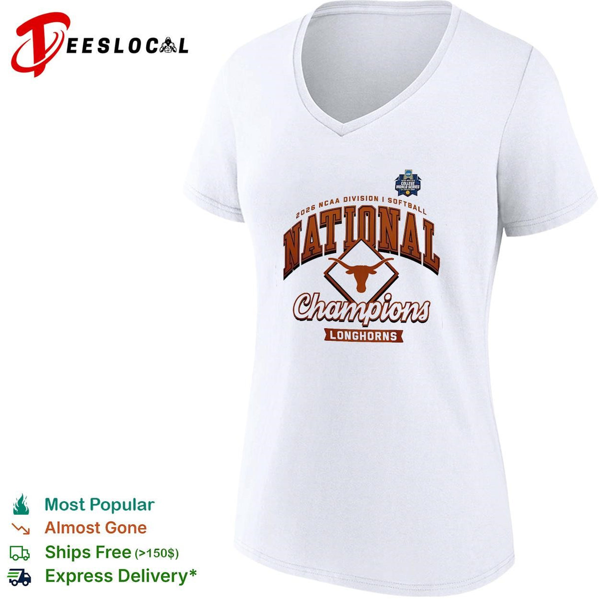Texas Longhorns NCAA DI national softball champions badge shirt