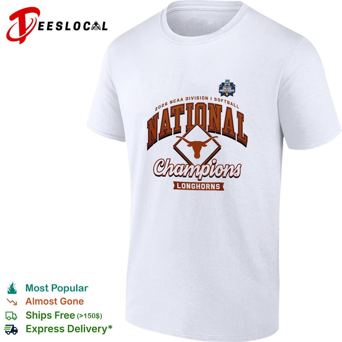 Texas Longhorns NCAA DI national softball champions badge shirt