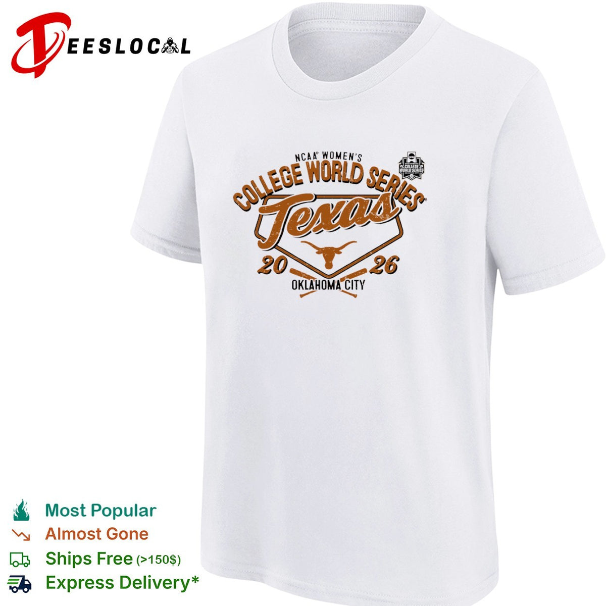 Texas Longhorns NCAA Womens College World Series 2026 Oklahoma City logo shirt