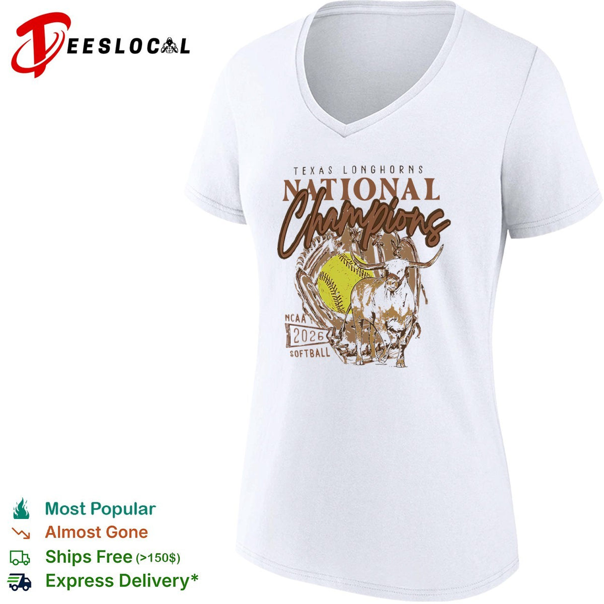 Texas Longhorns National Champions 2026 NCAA Softball Graphic shirt
