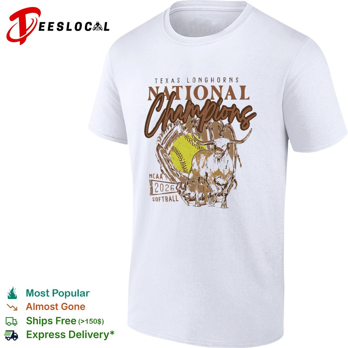 Texas Longhorns National Champions 2026 NCAA Softball Graphic shirt