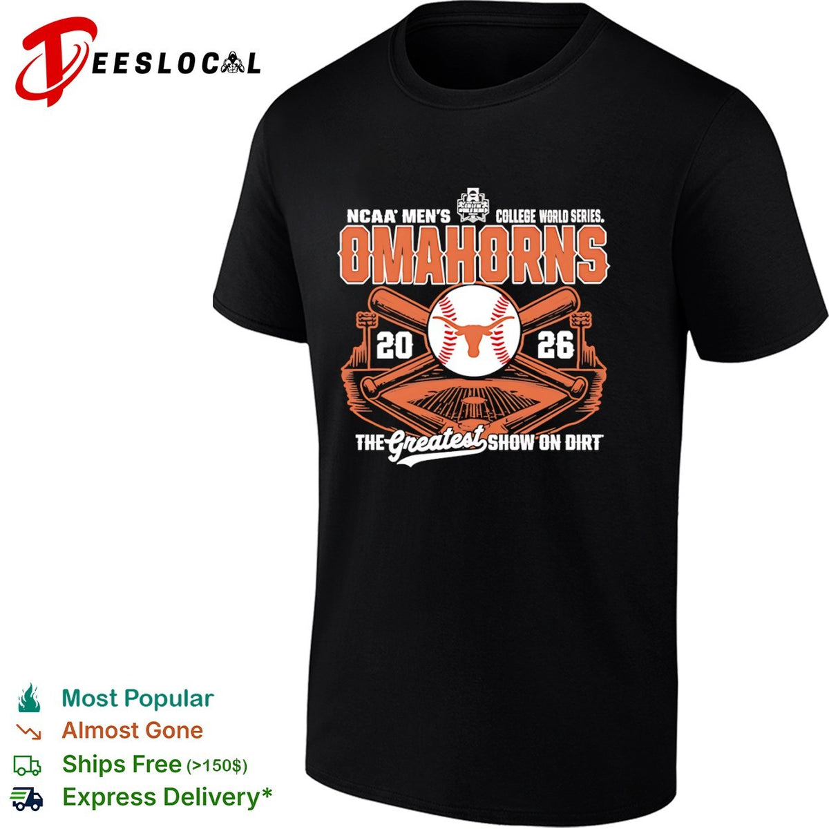 Texas Longhorns Omahorns NCAA Men’s College World Series 2026 the greatest show on dirt shirt