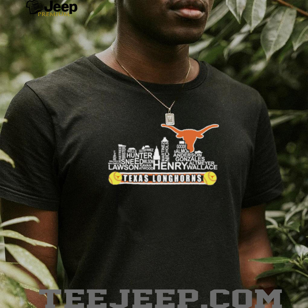 Texas Longhorns Skyline City Word Art Softball T Shirt
