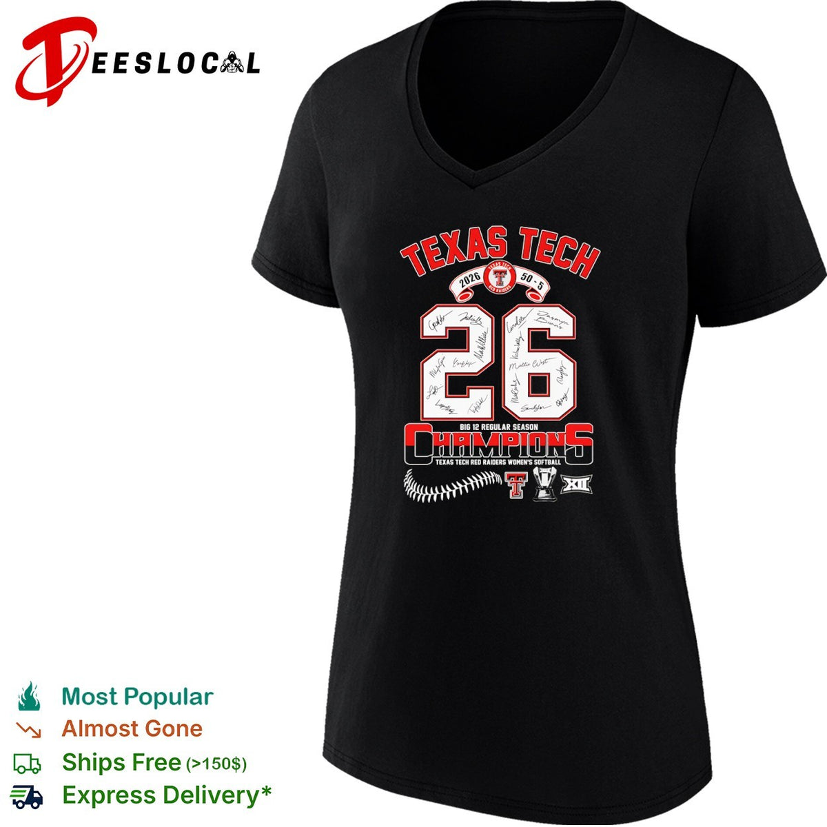 Texas Tech Red Raiders 2026 Big 12 Regular Season Champions Softball shirt