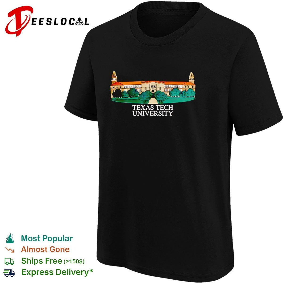 Texas Tech University campus building shirt