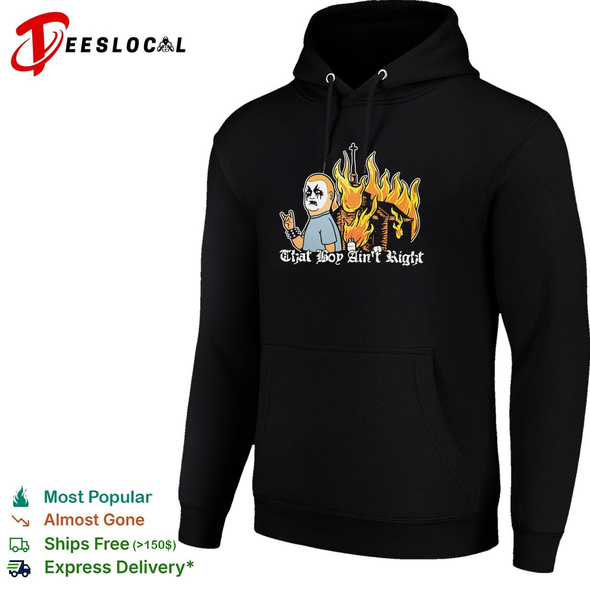 That boy ain’t right burning church figure skull face fire humor art shirt