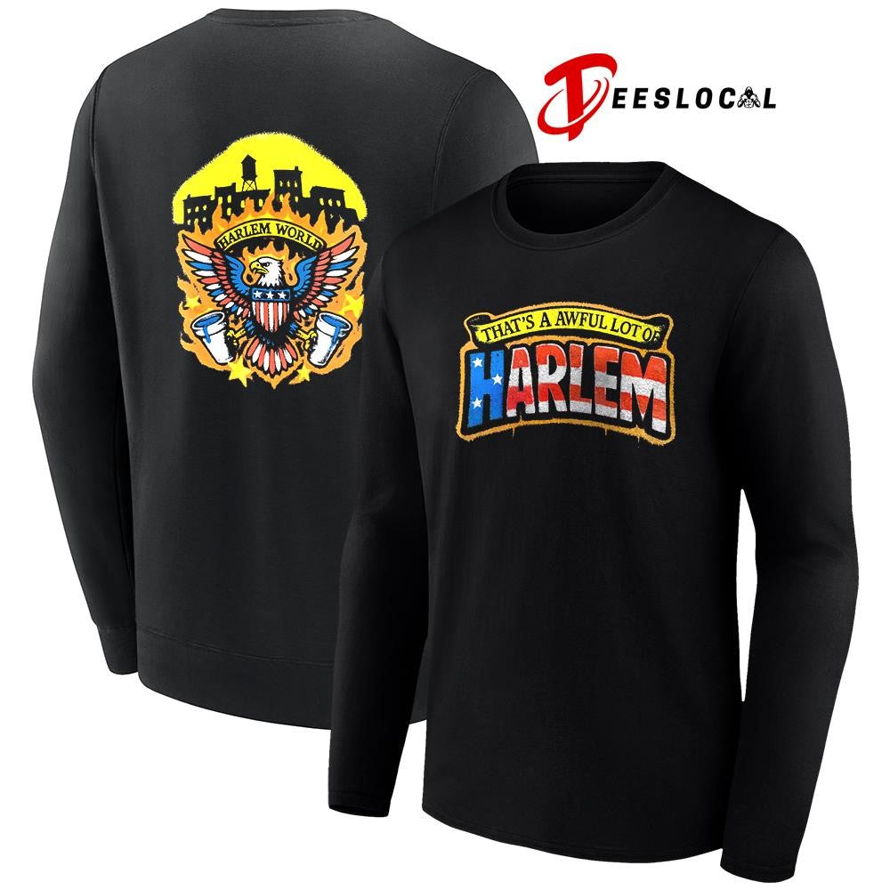 That’s a awful lot of harlem world USA flag national emblem graphic shirt