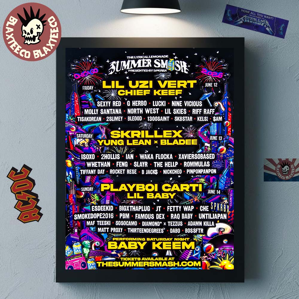 The 2026 Lyrical Lemonade Summer Smash Chicago Full Lineup At SeatGeek Stadium From June 12 To 14 2026 Decor Poster Canvas