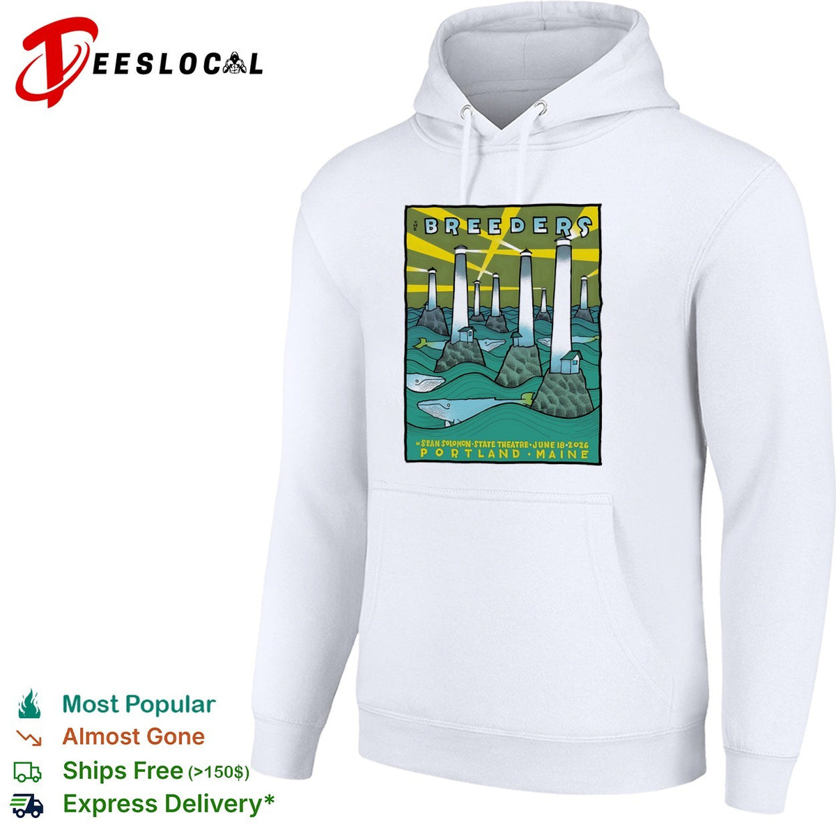 The Breeders Sean Solomon State Theatre June 18 2026 Portland Maine ocean shirt