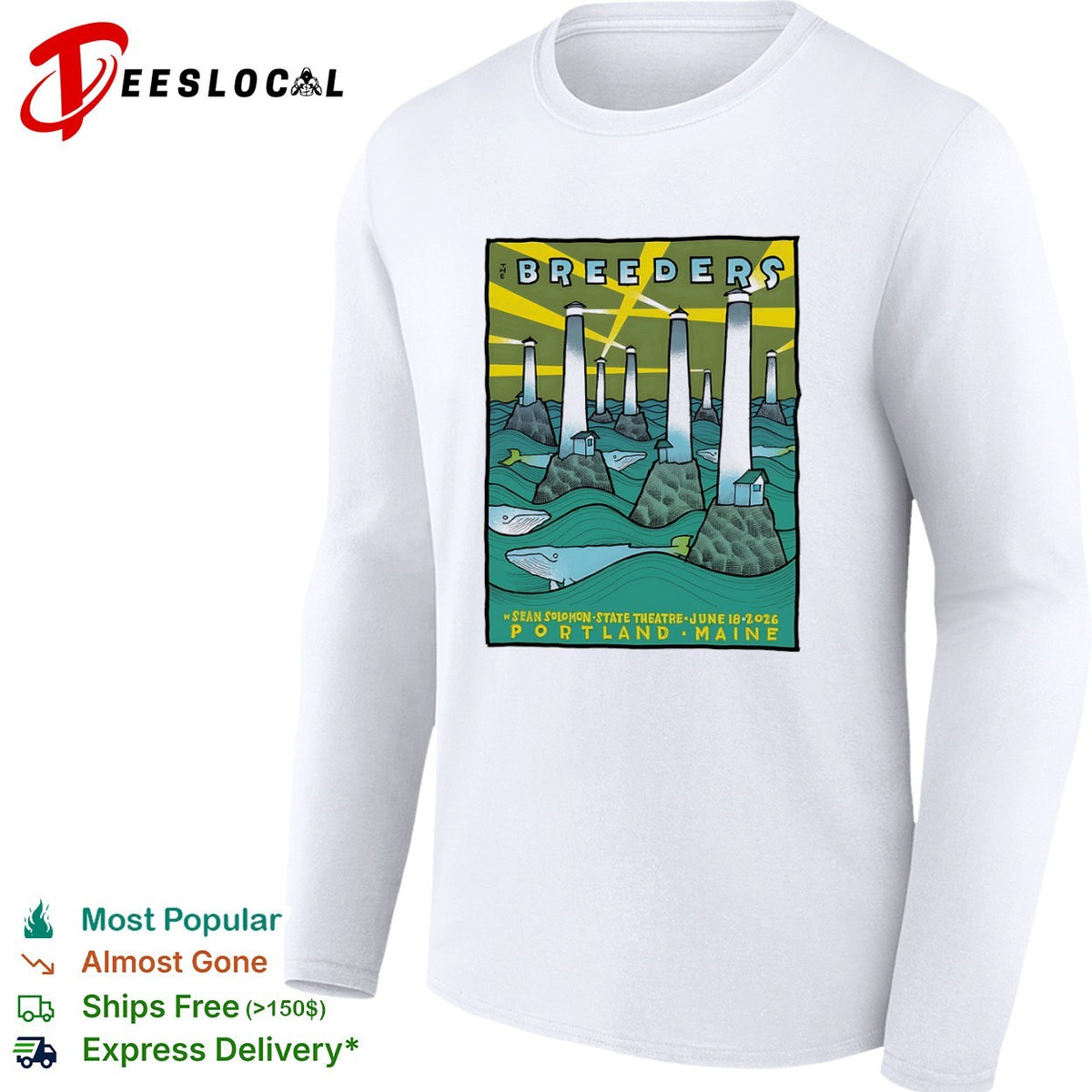 The Breeders Sean Solomon State Theatre June 18 2026 Portland Maine ocean shirt