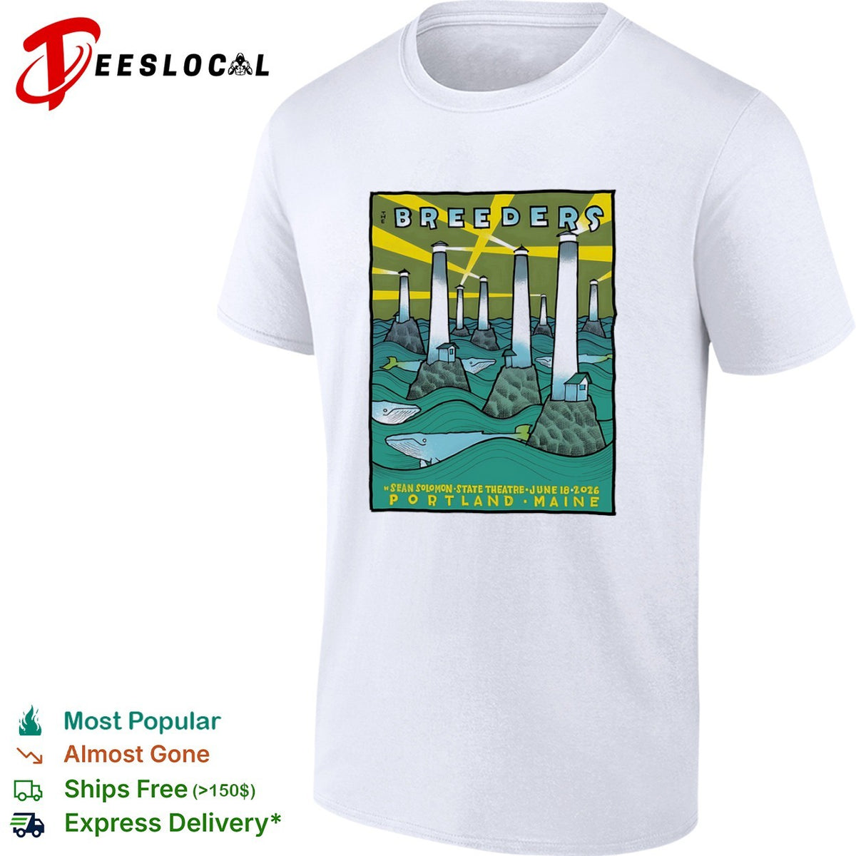 The Breeders Sean Solomon State Theatre June 18 2026 Portland Maine ocean shirt