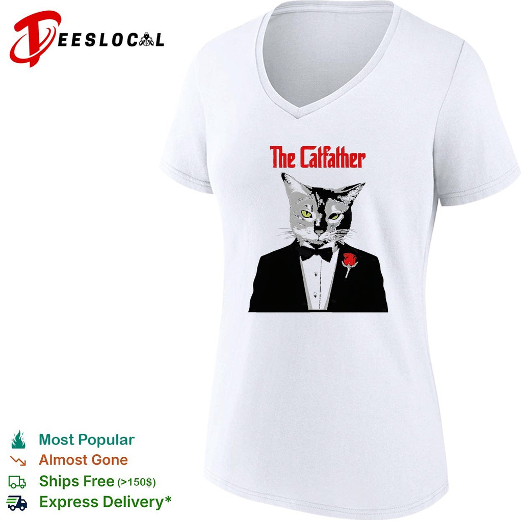 The Catfather cat tuxedo bow tie rose Godfather parody art shirt