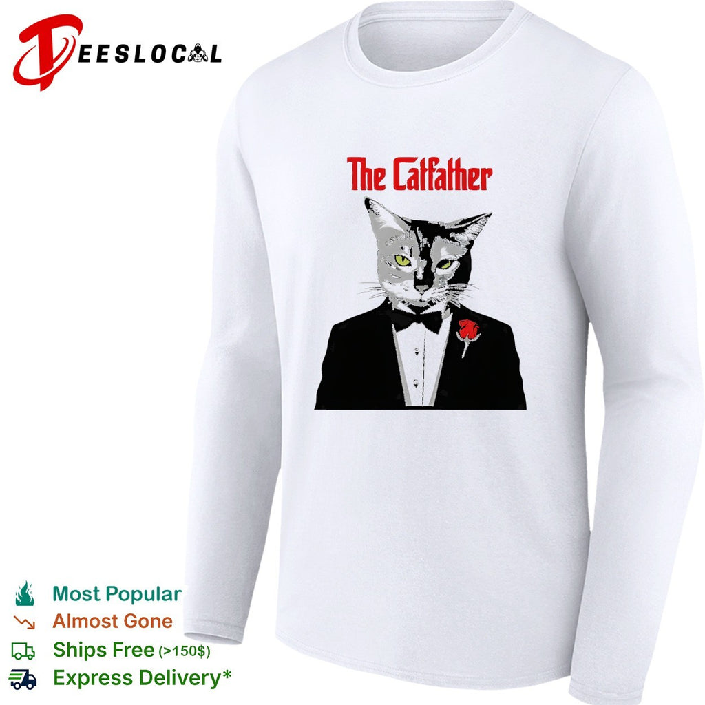 The Catfather cat tuxedo bow tie rose Godfather parody art shirt