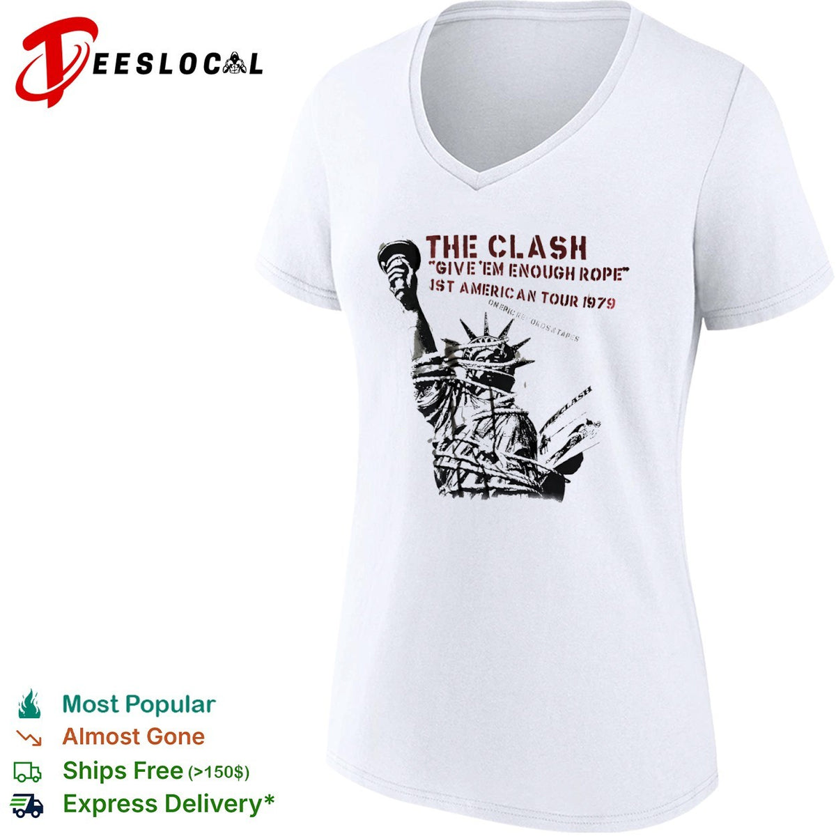 The Clash Give em Enough Rope 1st American Tour 1979 Statue of Liberty band shirt