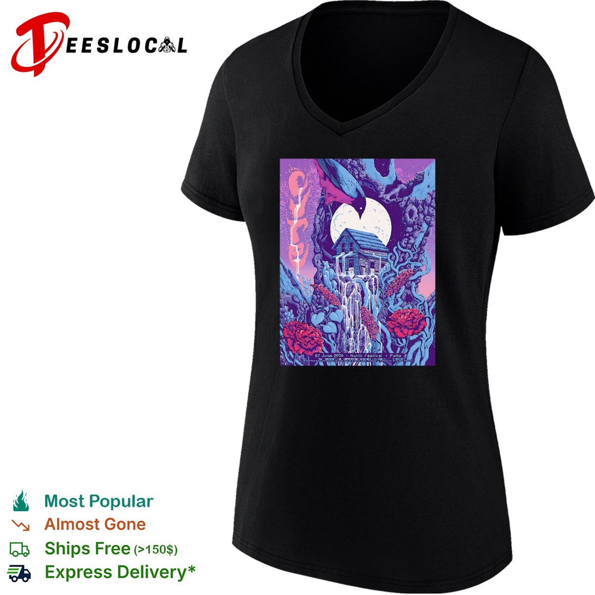 The Cure North Festival Porto 07 June 2026 Surreal Moon Forest House shirt