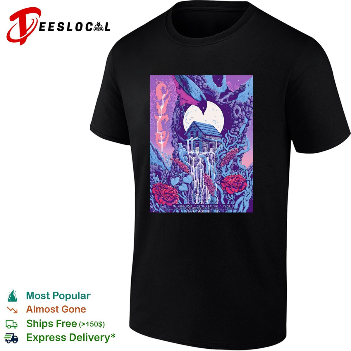 The Cure North Festival Porto 07 June 2026 Surreal Moon Forest House shirt