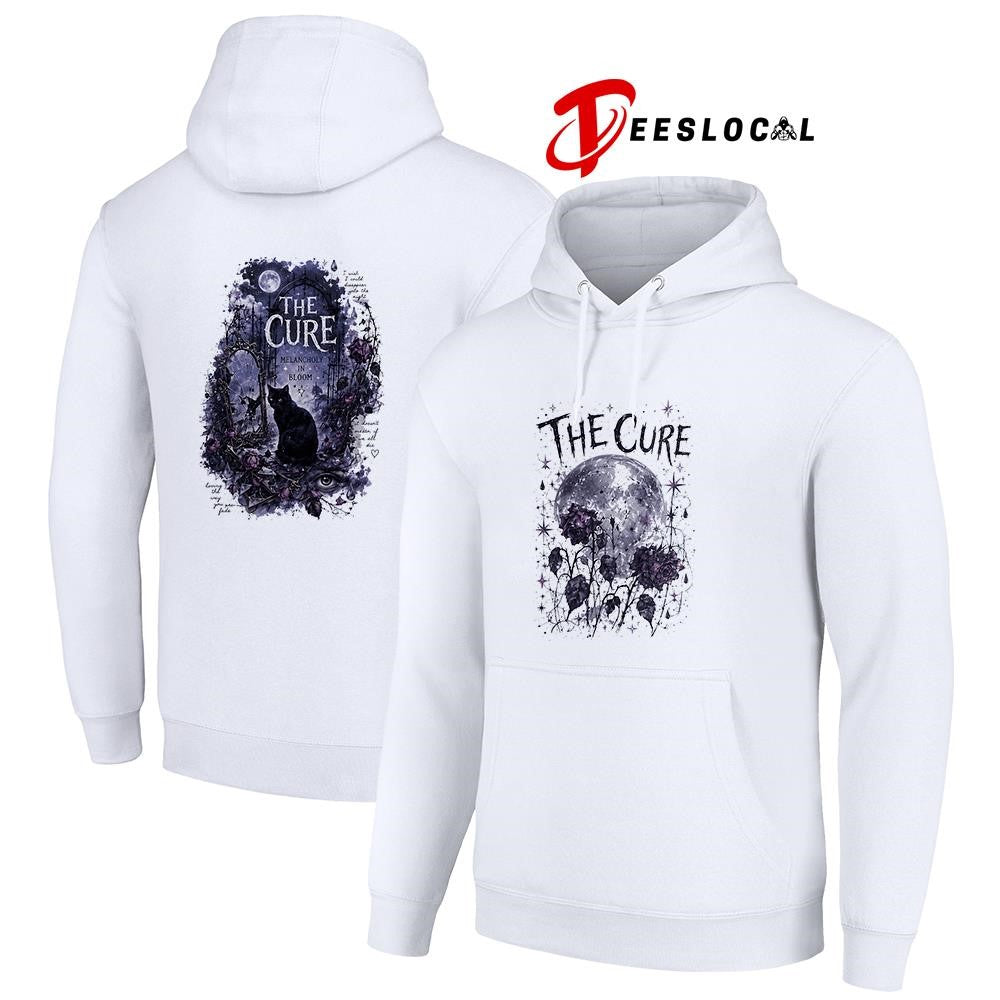 The Cure melancholy in bloom black cat graphic shirt