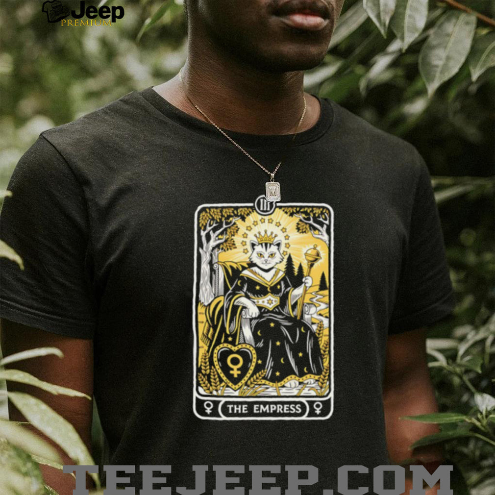 The Empress Tarot Card Cat Black Crewneck T shirt
