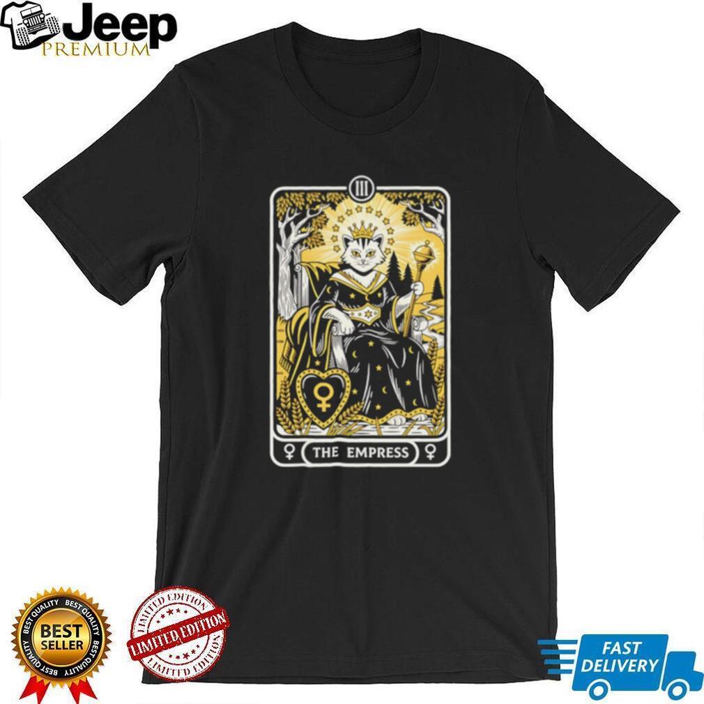 The Empress Tarot Card Cat Black Crewneck T shirt