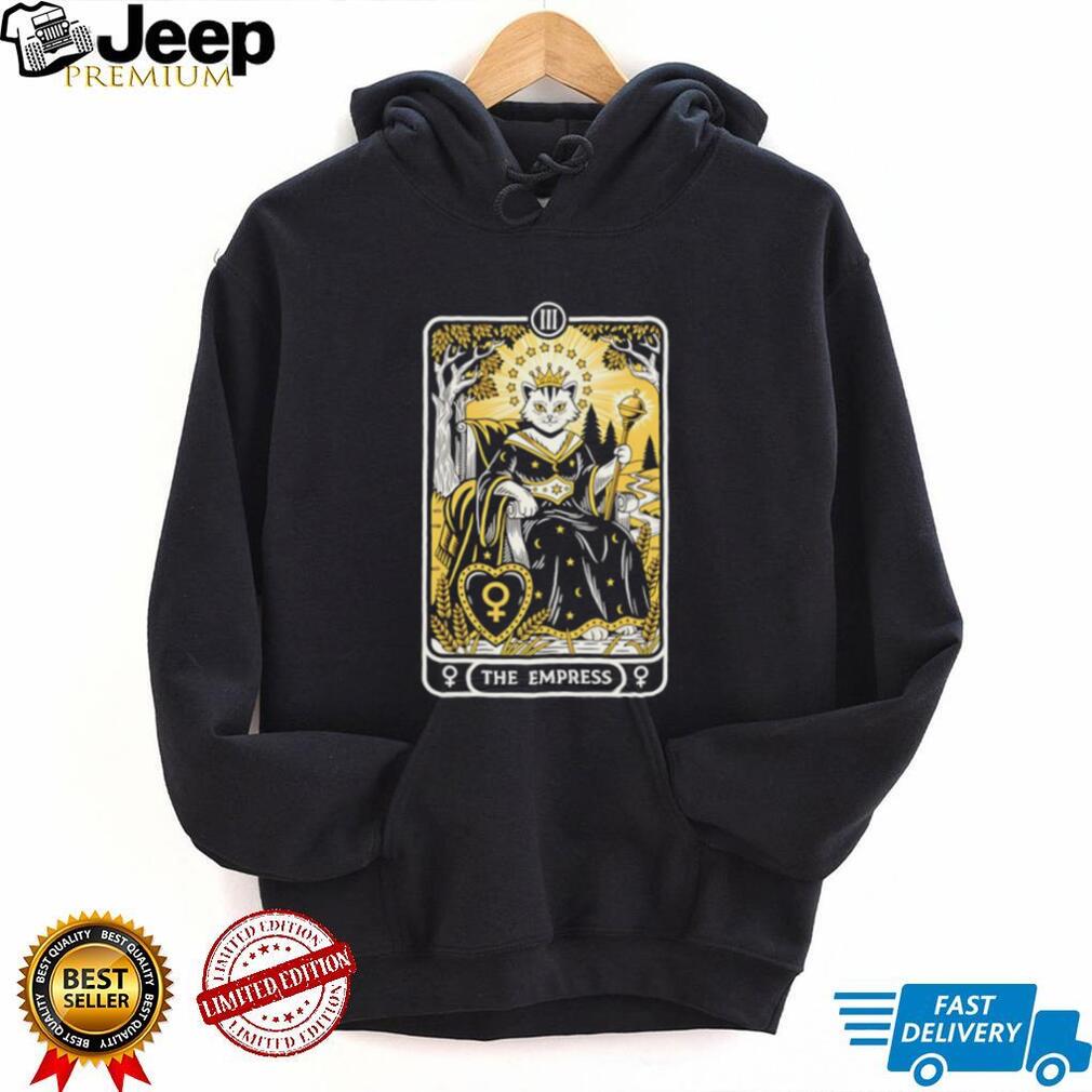 The Empress Tarot Card Cat Black Crewneck T shirt