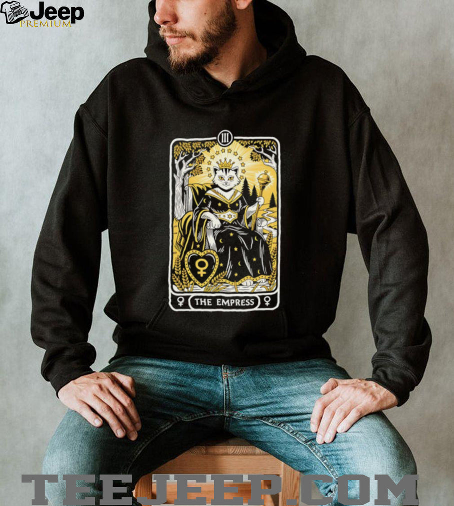 The Empress Tarot Card Cat Black Crewneck T shirt