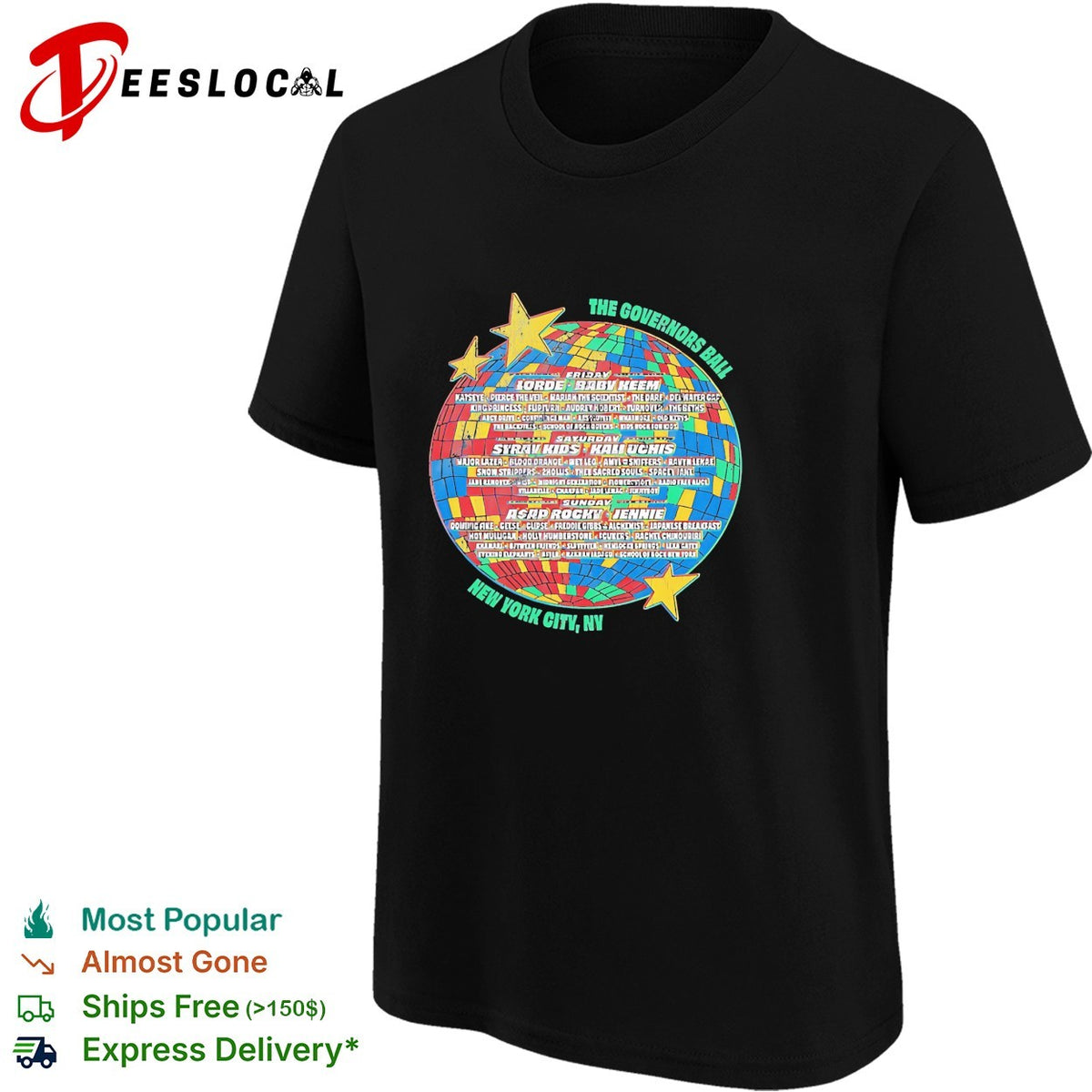 The Governors Ball Music Festival Lineup Lorde A$AP Rocky Jennie NYC Tour shirt
