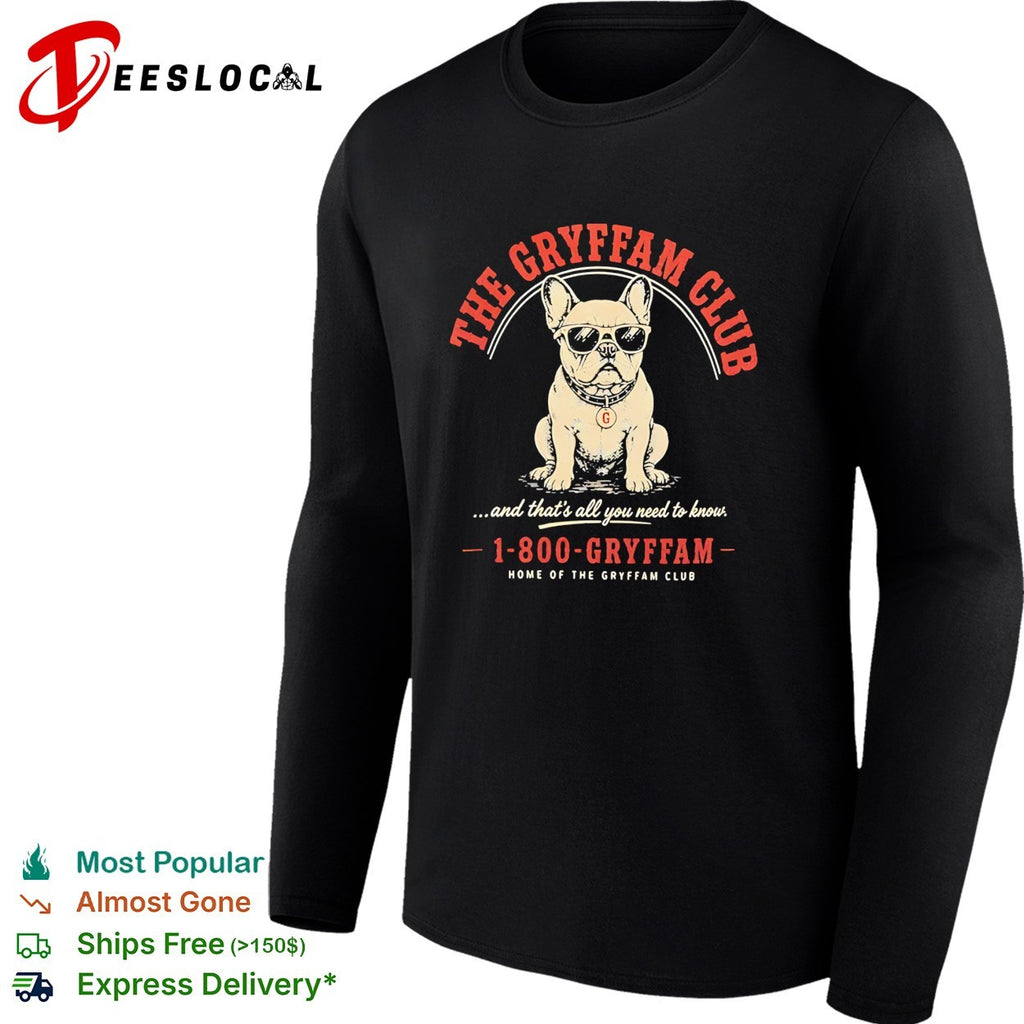 The Gryffam Club bulldog sunglasses vintage badge shirt