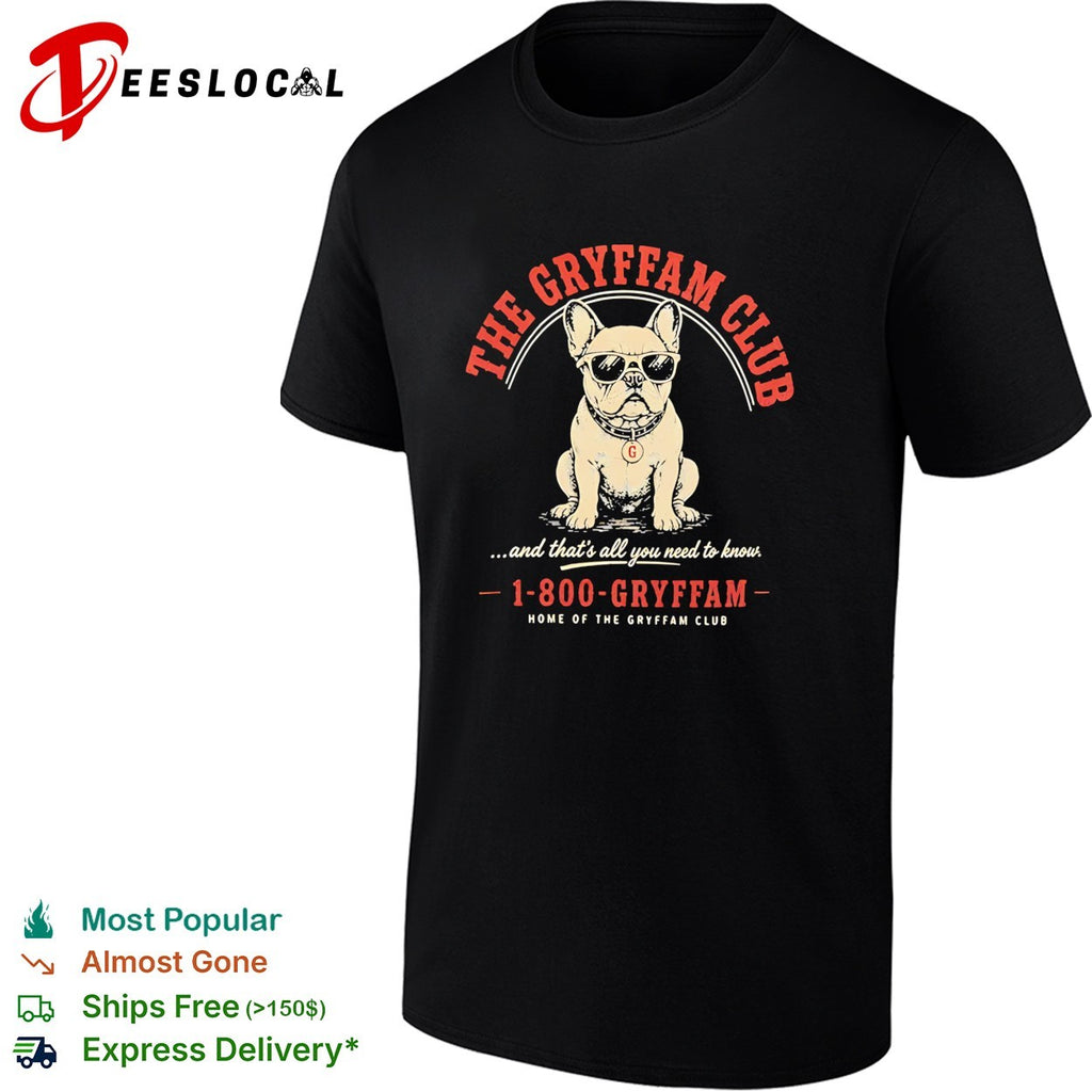 The Gryffam Club bulldog sunglasses vintage badge shirt