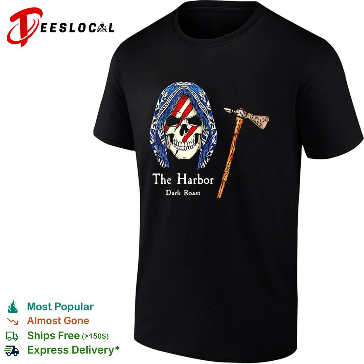 The Harbor Dark Roast skull shirt