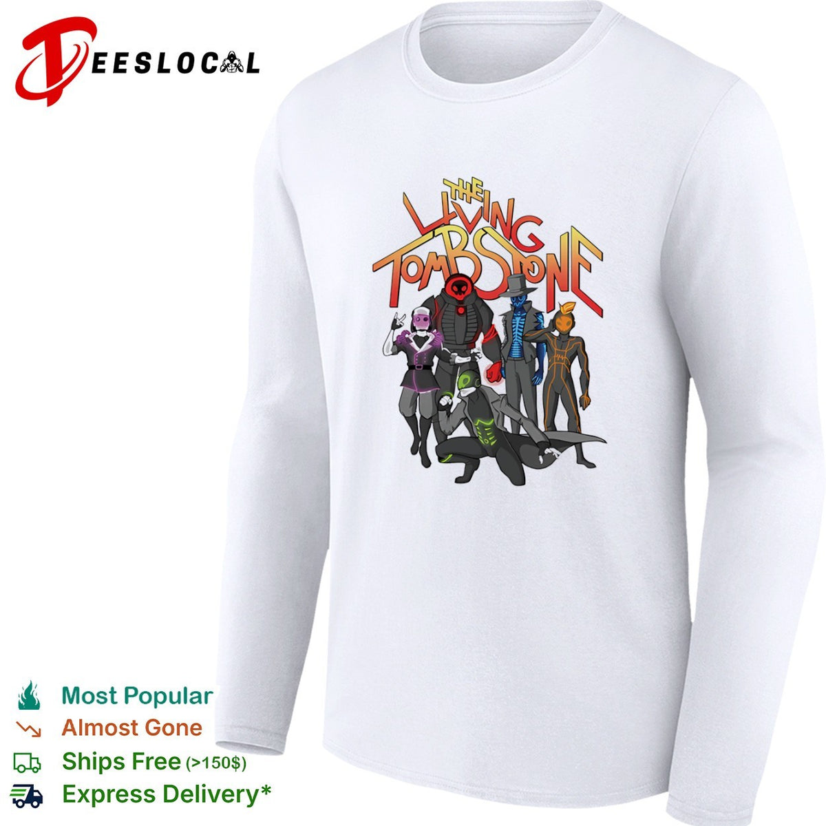 The Living Tombstone Characters Logo Neon Cyberpunk Band shirt