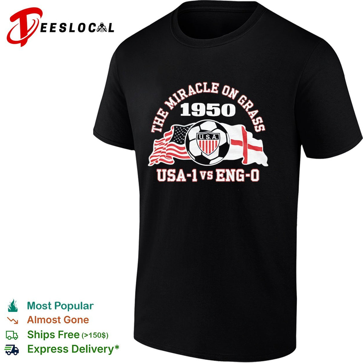 The Miracle on Grass 1950 USA 1 vs Eng 0 Soccer World Cup Match History shirt