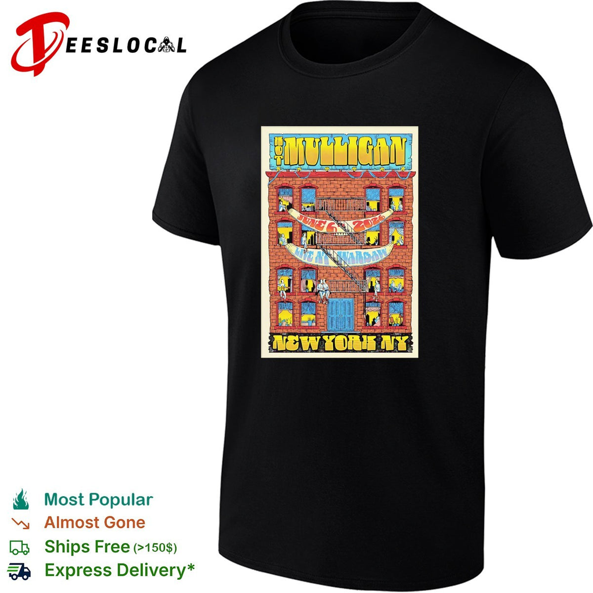 The Mulligan New York NY concert poster shirt