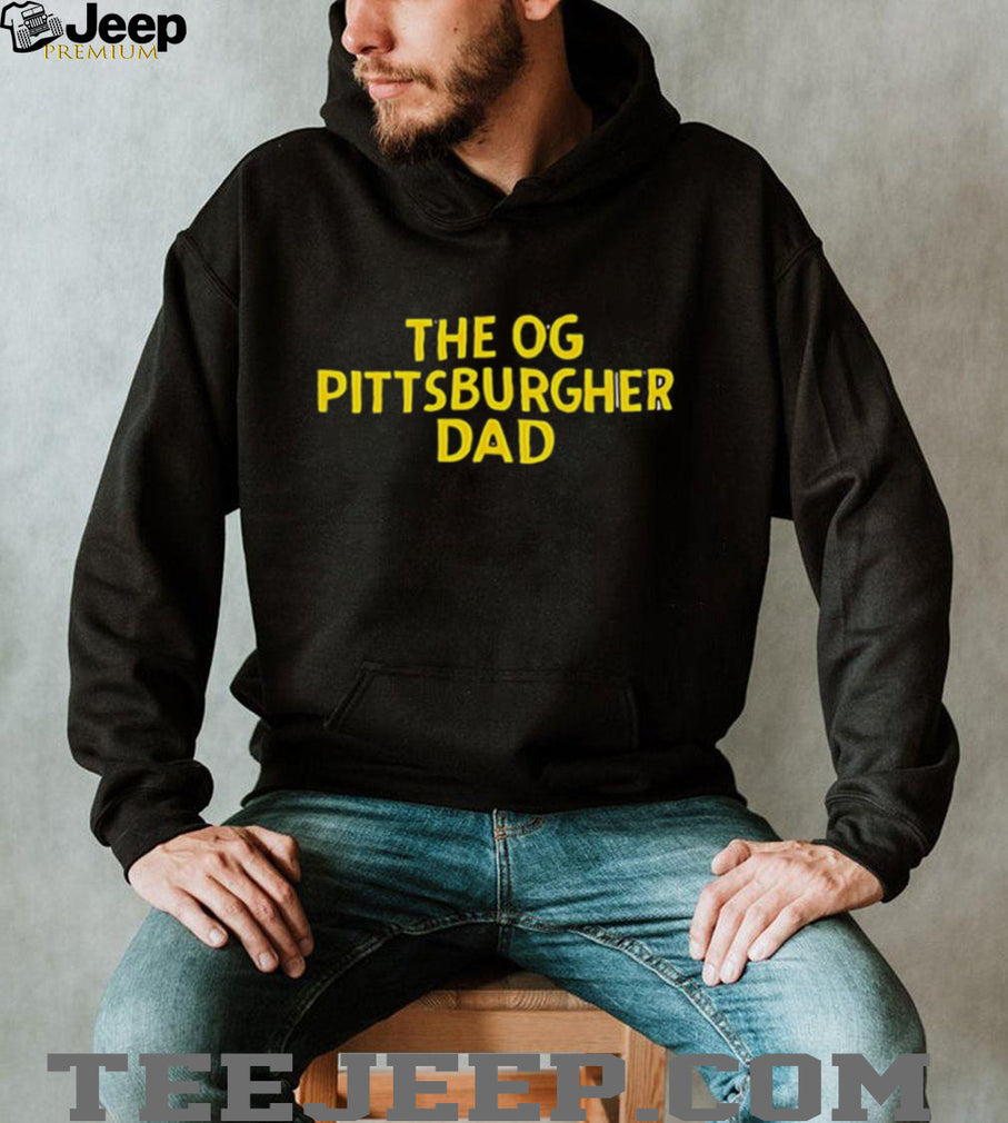 The OG Pittsburgher Dad Yellow Text Graphic T Shirt