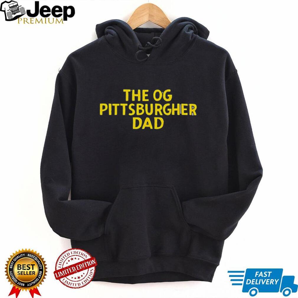 The OG Pittsburgher Dad Yellow Text Graphic T Shirt