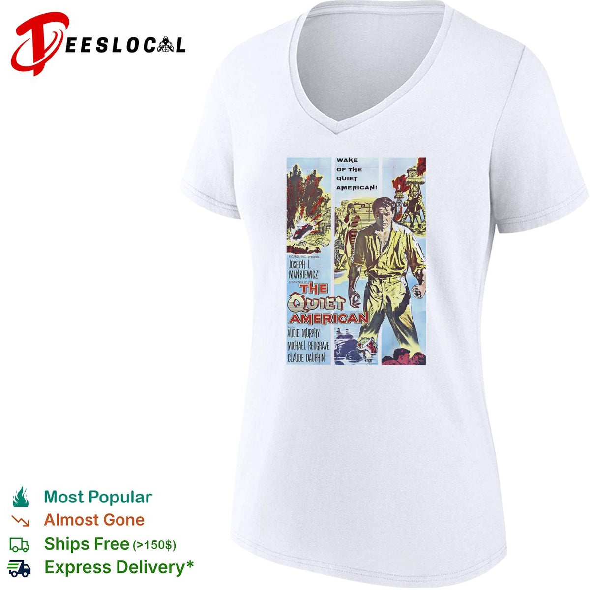 The Quiet American wake of Audie Murphy Michael Redgrave Claude Dauphin movie poster shirt