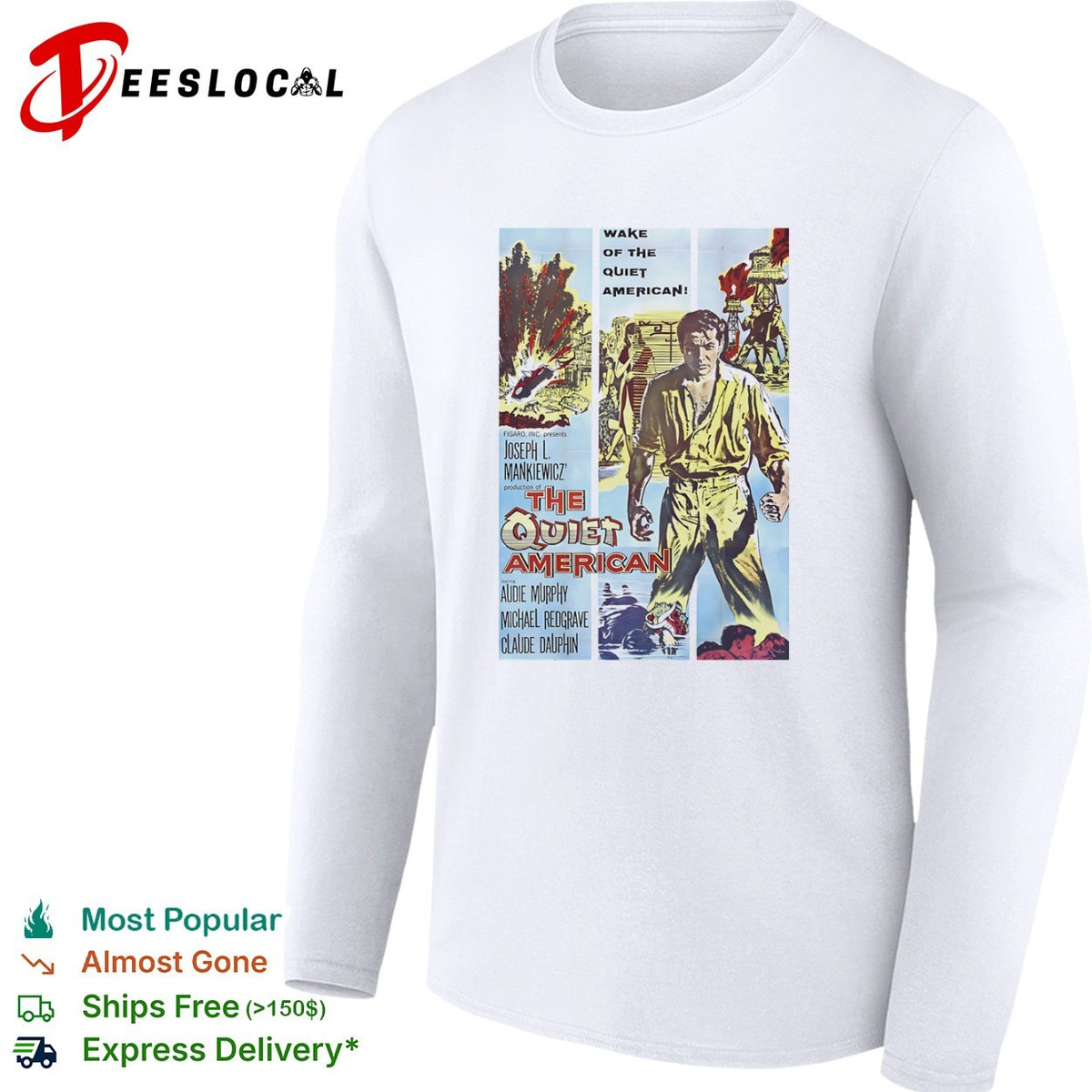 The Quiet American wake of Audie Murphy Michael Redgrave Claude Dauphin movie poster shirt