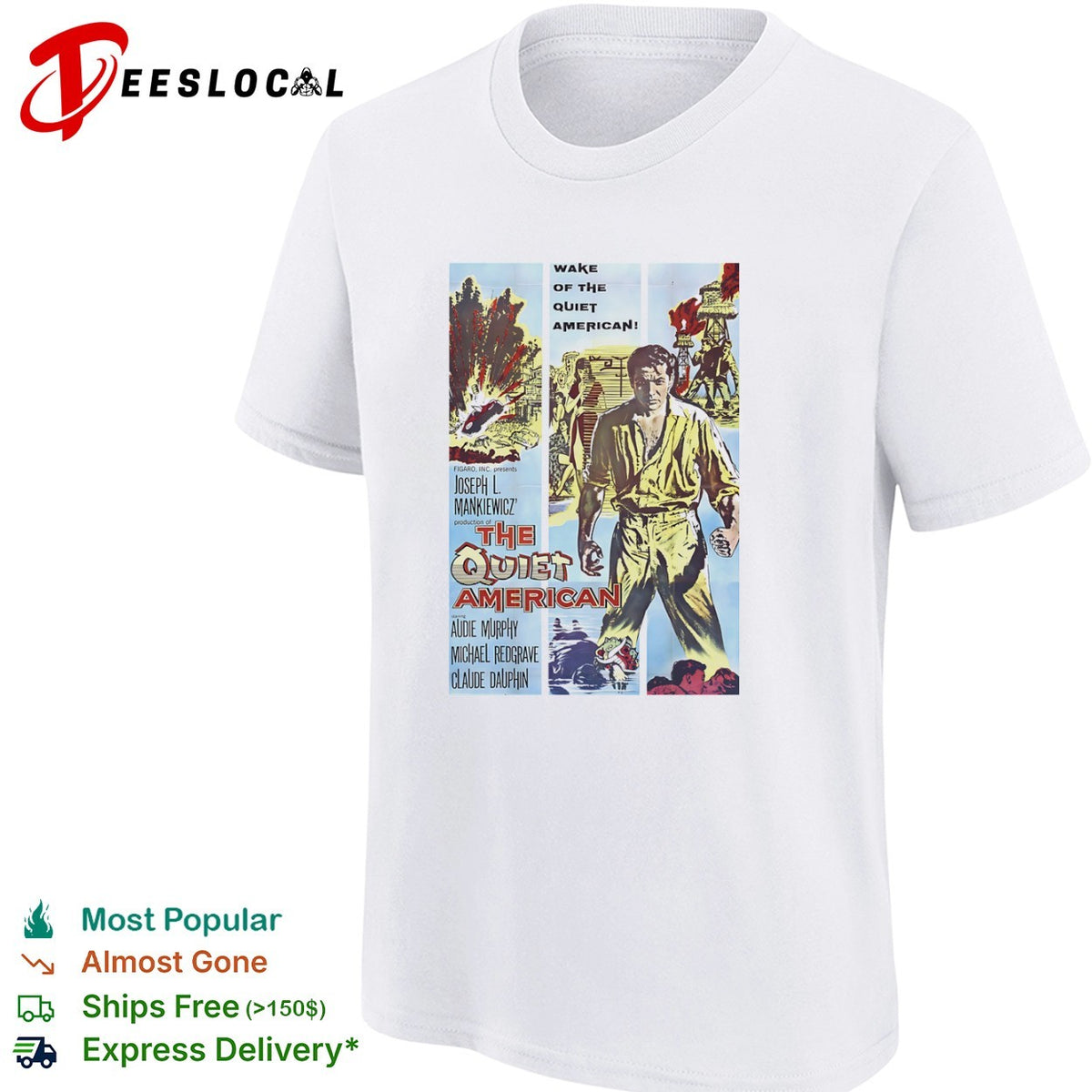 The Quiet American wake of Audie Murphy Michael Redgrave Claude Dauphin movie poster shirt