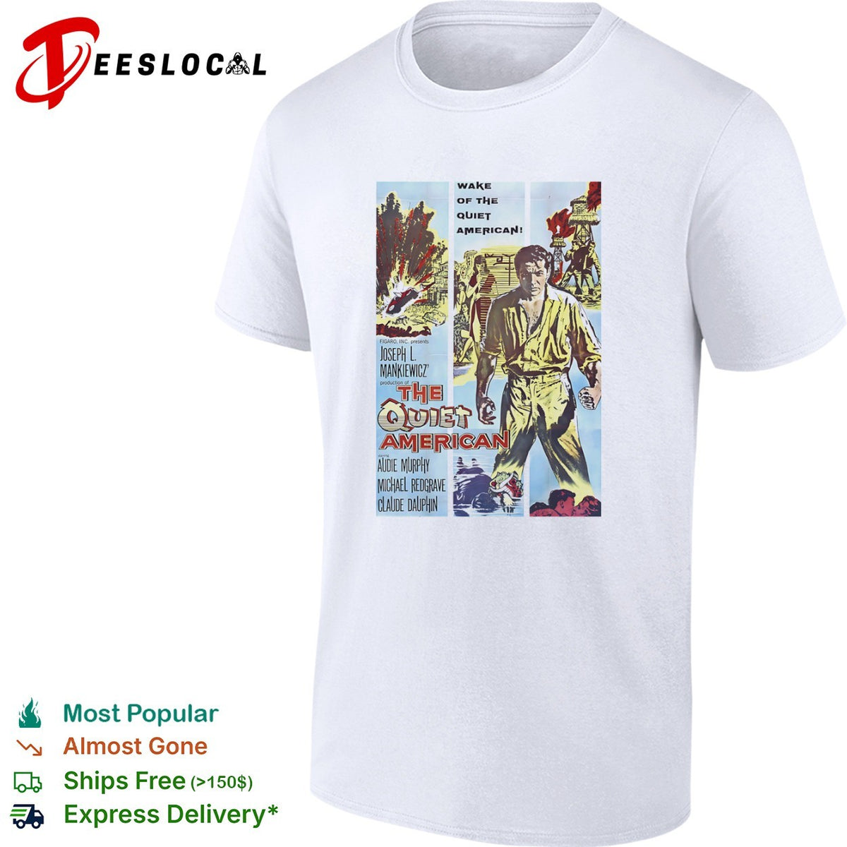 The Quiet American wake of Audie Murphy Michael Redgrave Claude Dauphin movie poster shirt