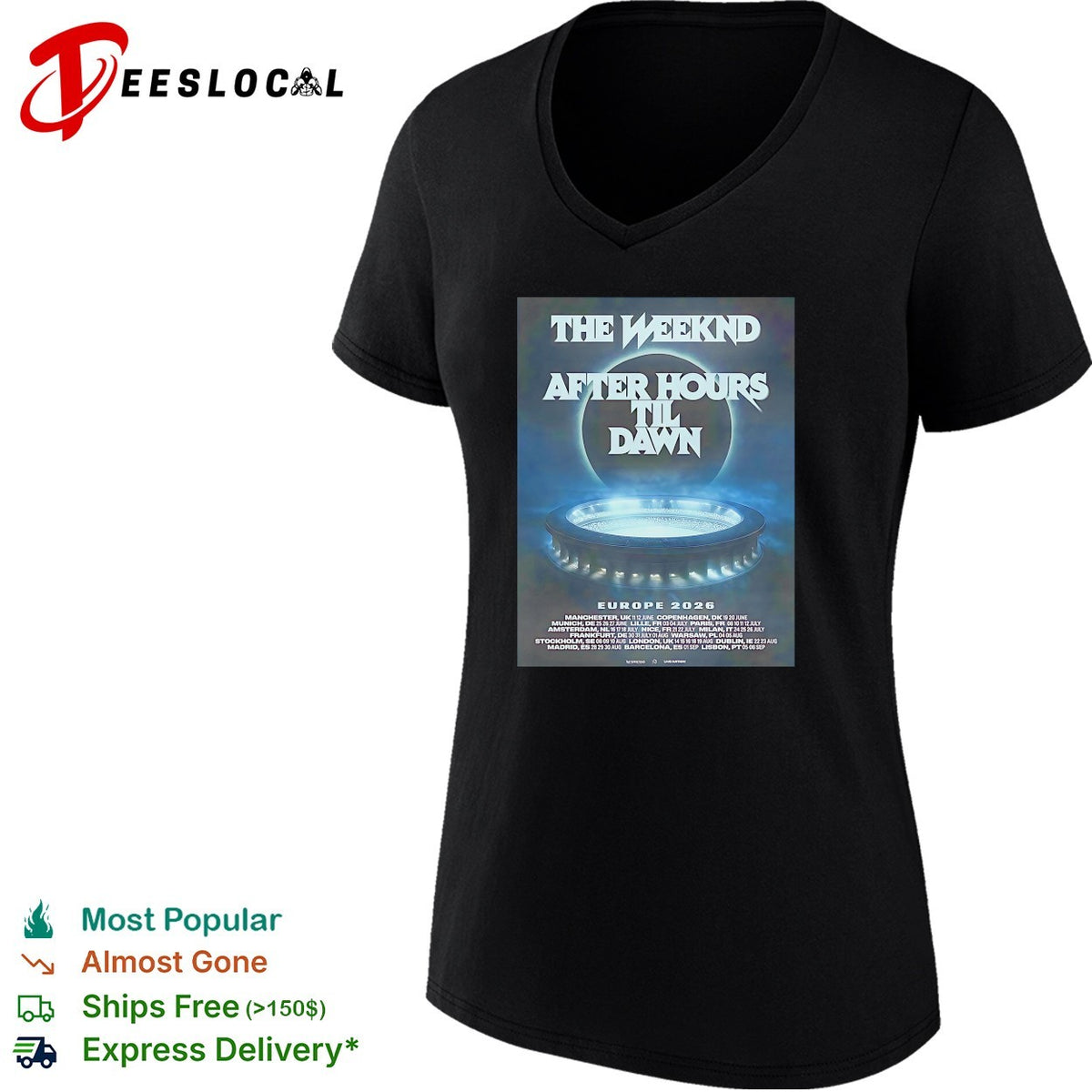 The Weeknd After Hours Til Dawn 2026 Europe And UK poster shirt
