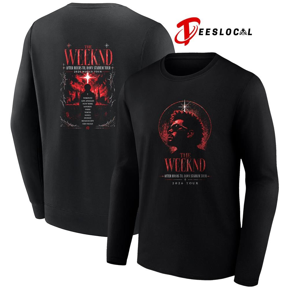 The Weeknd After Hours Til Dawn stadium tour cities graphic shirt
