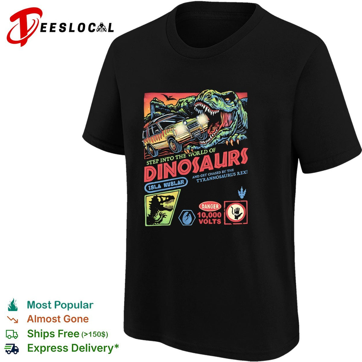 The World of Dinosaurs step into the world of Dinosaurs and get chased by the Tyrannosaurus Rex shirt