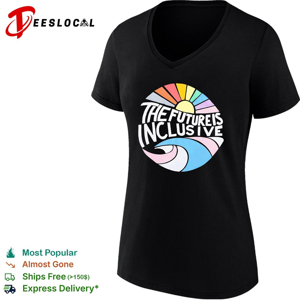 The future is inclusive rainbow sun wave ocean LGBTQ pride circle art shirt