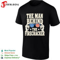 The man behind the firecracker American flag sunglasses patriotic 4th of July shirt