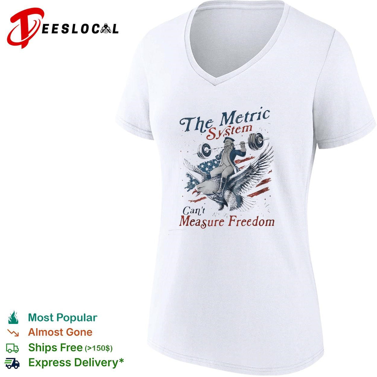The metric system can’t measure freedom bald eagle American flag graphic shirt