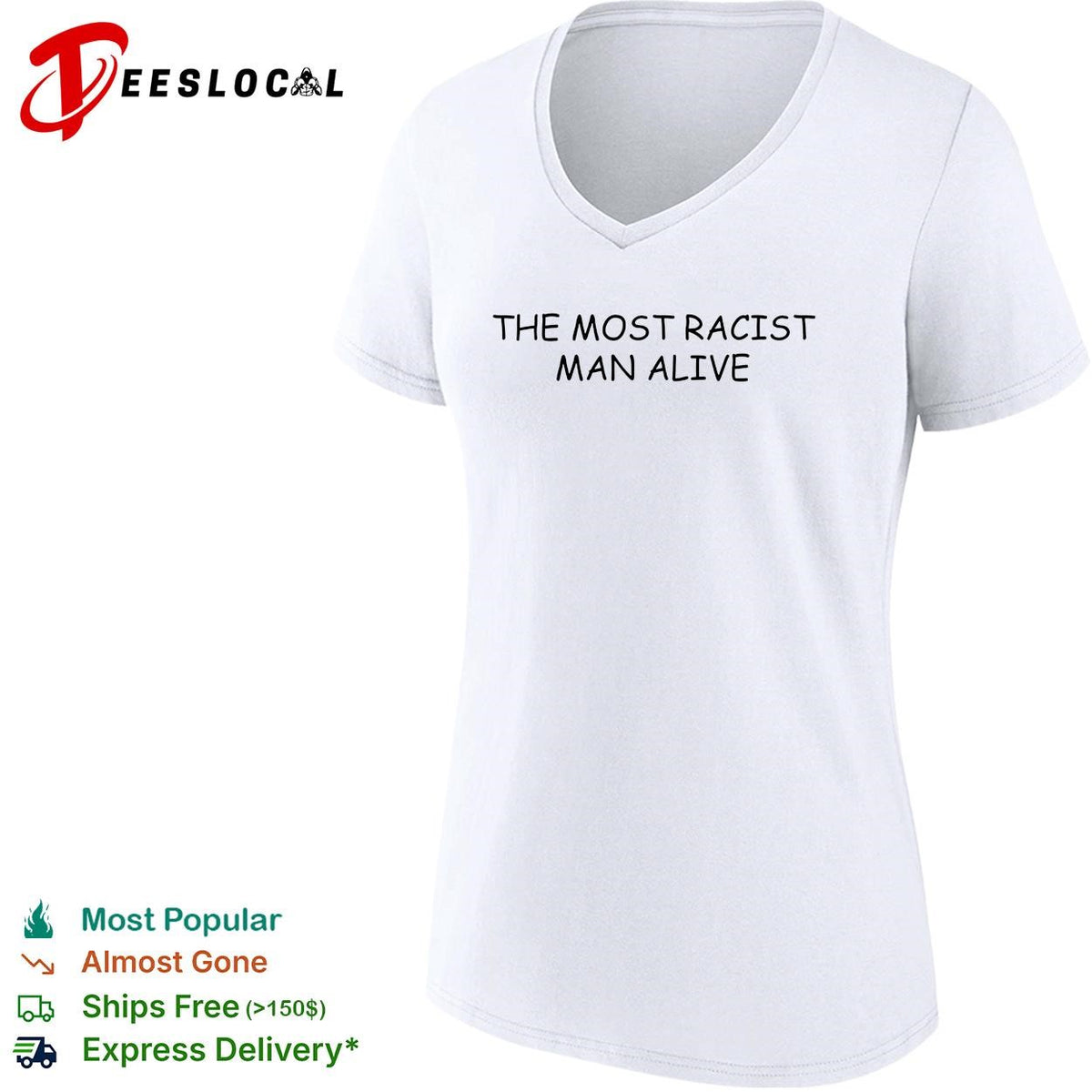 The most politically incorrect man alive cream background bold text shirt
