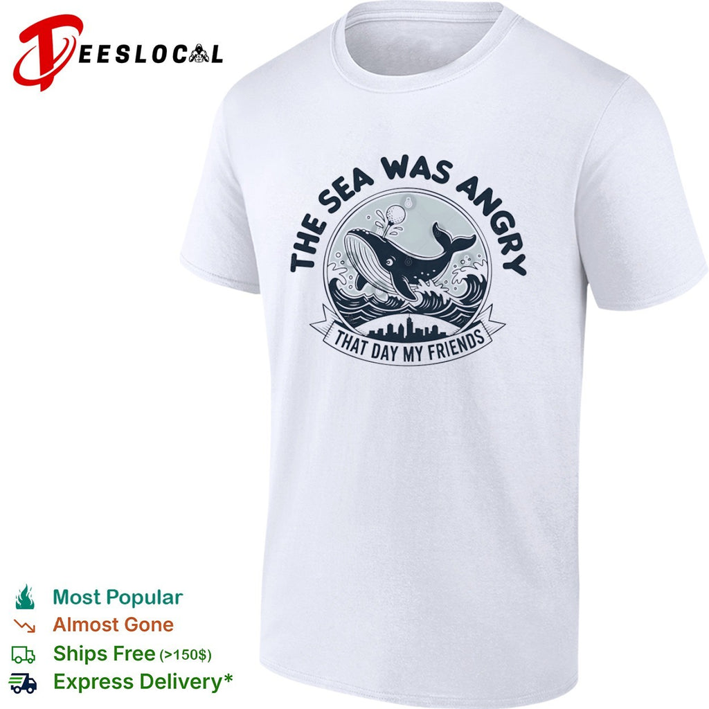 The sea was angry that day my friends Seinfeld George Costanza whale golf shirt